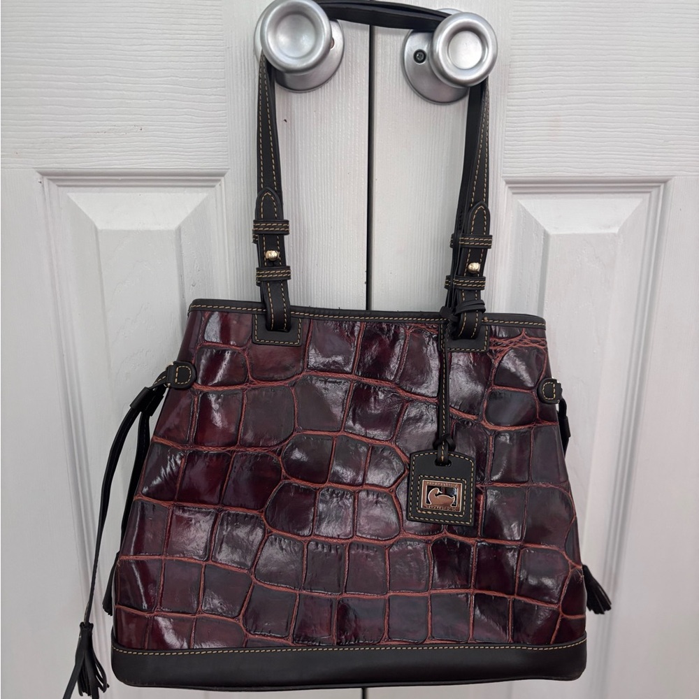 Dooney & Bourke Burgundy Croc-Embossed Shoulder Bag Set - Picture 16 of 16